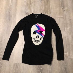 Cashmere aqua skull sweater